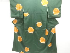 大正ロマン　抽象薔薇模様織出しお召着物